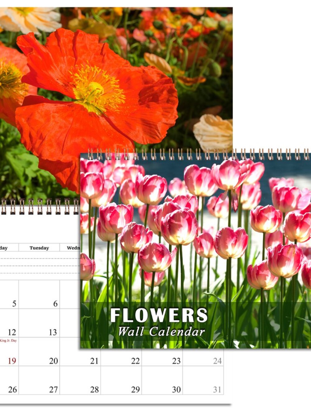 2027 Spiral-bound Wall Calendar (Flowers) - 12 Months Desktop